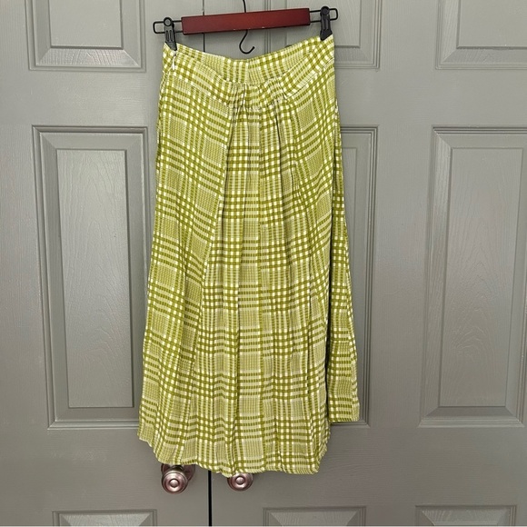 NWT faithfull the brand Marin green gingham plaid midi button skirt - Picture 3 of 6